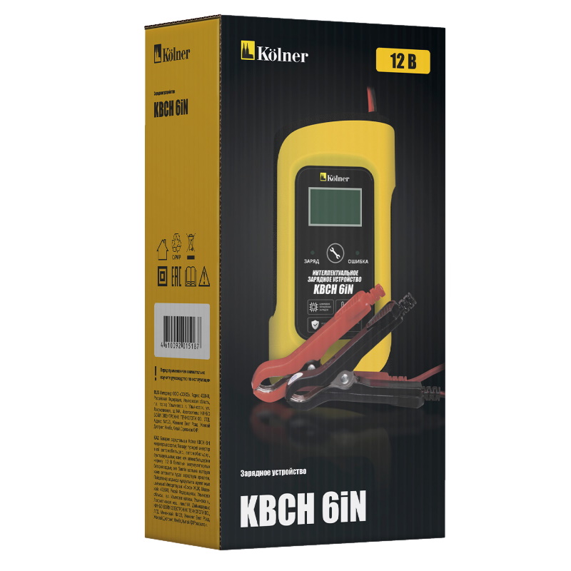 Устройство зарядное для аккум. батарей Kolner KBCH 6iN 4610092015187, 6 А, 12 В, мощность 90 Вт в Коврове