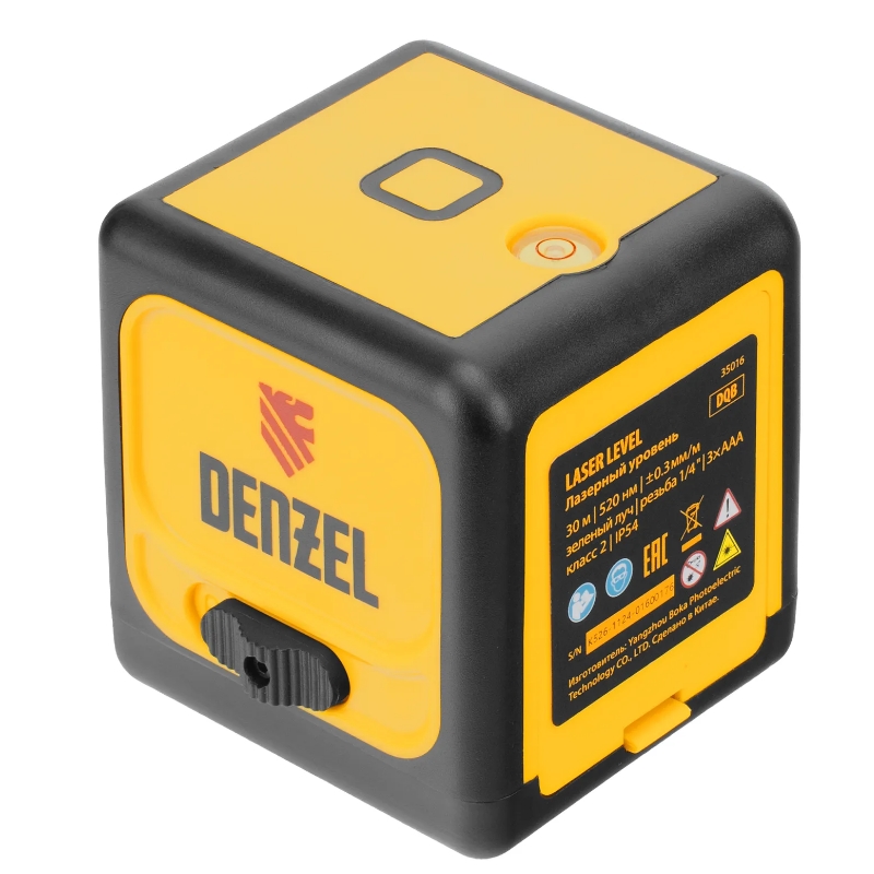 Лазерный уровень Denzel DQB-T 350165, 30 м, зеленый луч, батарейки, штатив в Вологде