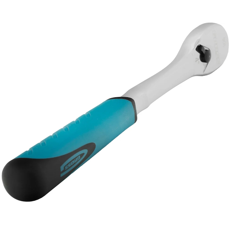 Ключ-трещотка Gross 14053, 1/4", CrV, 90 зубьев, усиленный, хром в Туле