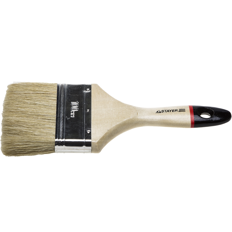 Кисть плоская Stayer UNIVERSAL-EURO 0102-100 светлая натуральная щетина деревянная ручка100мм 200₽
