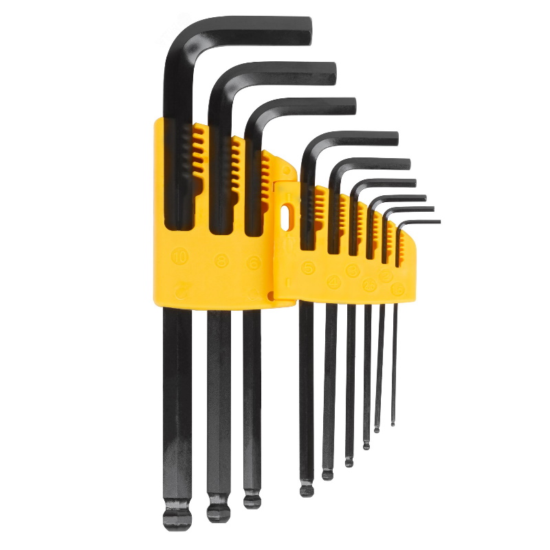 Ключи шестигранные Fit 64195 HEX средние с шаром CrV 9 шт15-10 мм 844₽