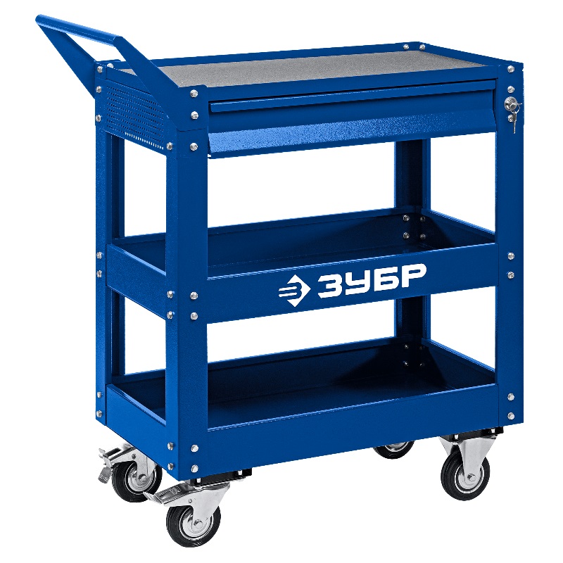 Инструментальная тележка с выдвижным ящиком Зубр Профессионал 38914 (820х405х955 мм, 2 полки)