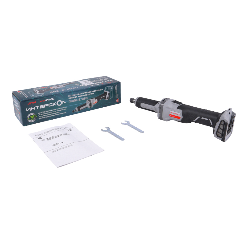 Аккумуляторная прямошлифовальная машина Интерскол ПШМ-836В 8210070 без АКБ и ЗУ
