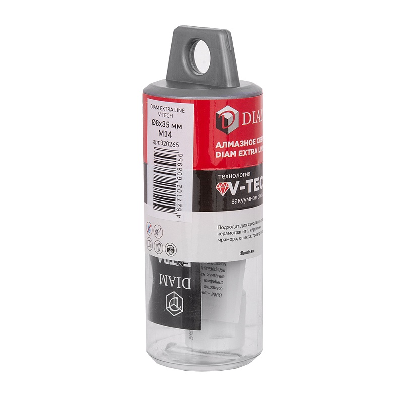 Сверло алмазное Diam EXTRA LINE V-TECH 8x35xМ14 320265 (вакуумное спекание) керамика, керамогранит, гранит, мрамор в Ярославле