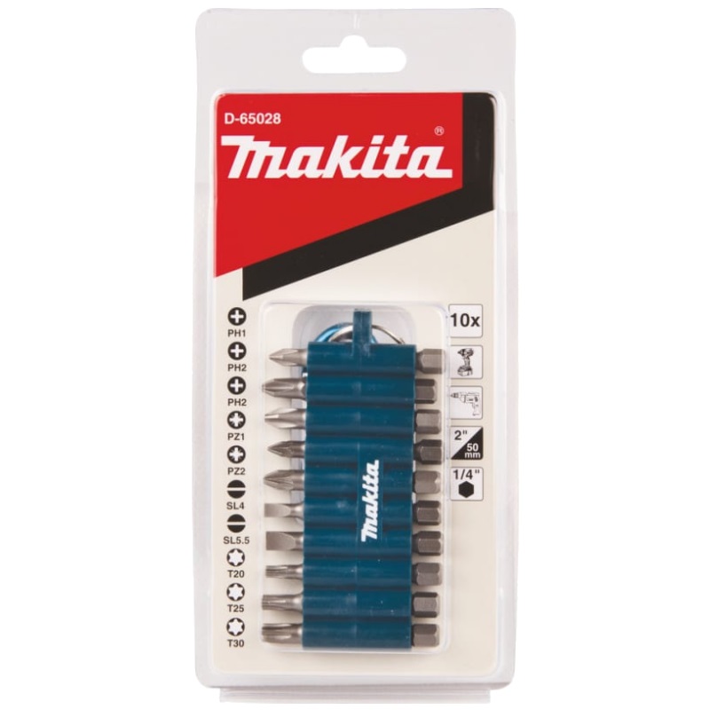 Сетевая дрель-шуруповерт Makita DF0300X3 + набор бит D-65028 10 шт.