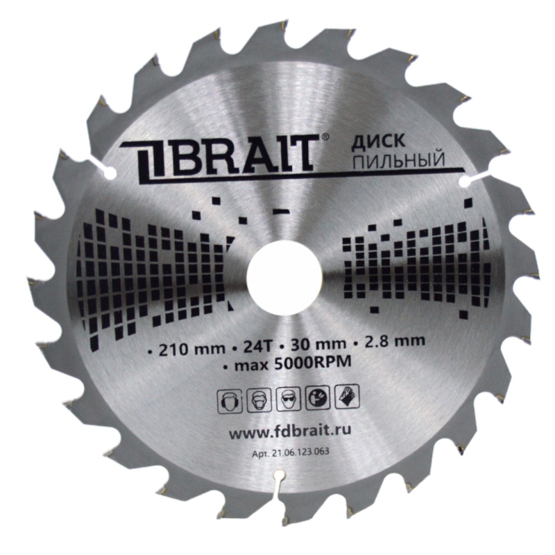 Диск пильный по дереву Brait 2106123063 210x30x24T 431₽