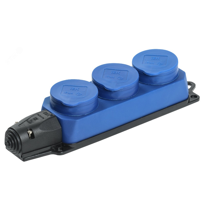 Розетка трехместная IEK ОМЕГА РБ33-1-0м PKR61-016-2-K07 IP44 синяя 1271₽