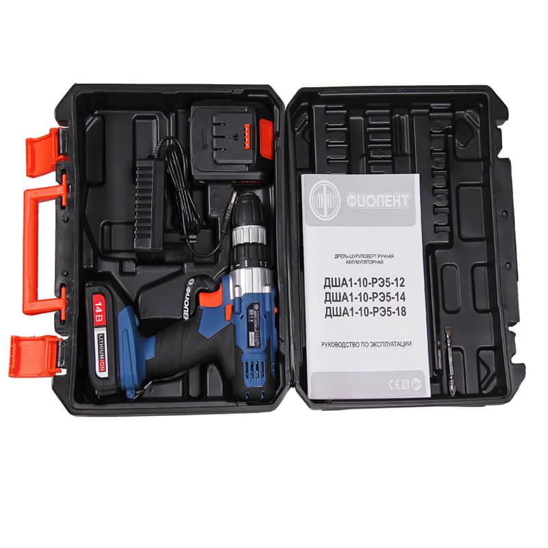 Аккумуляторная дрель-шуруповерт Фиолент ДША1-10-РЭ5-14В (напряжение 14.4 v, тип li-ion)