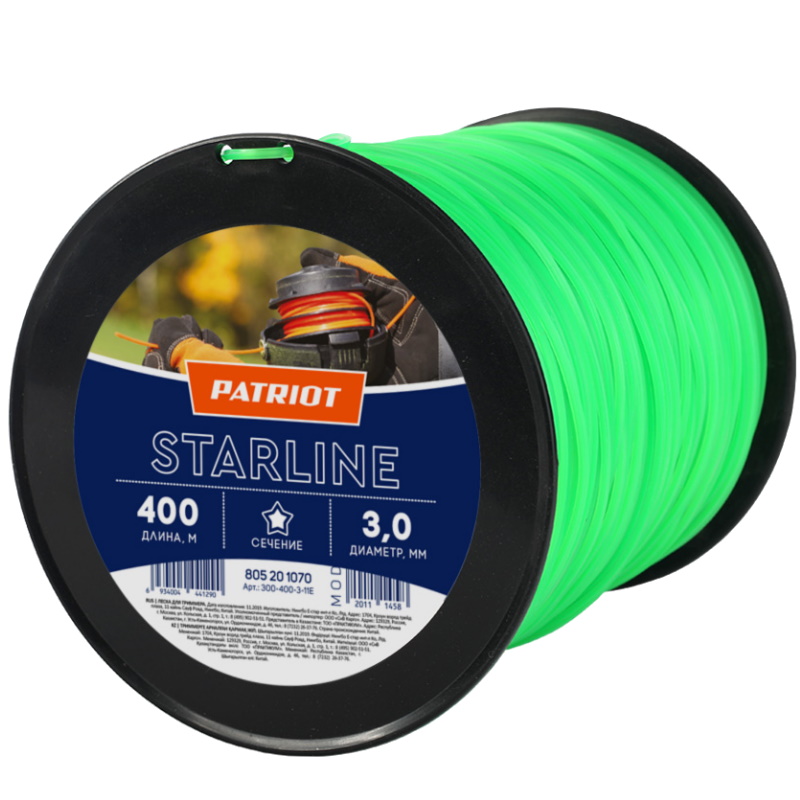 Леска Patriot STARLINE 300-400-3, 805201070, 3,0мм*400м (звезда, зеленая)  в Ярославле