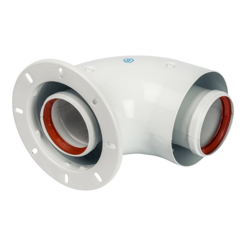 Элемент дымохода DN60/100 адаптер для котла Stout SCA-6010-240190 угловой 90° коаксиальный в Костроме