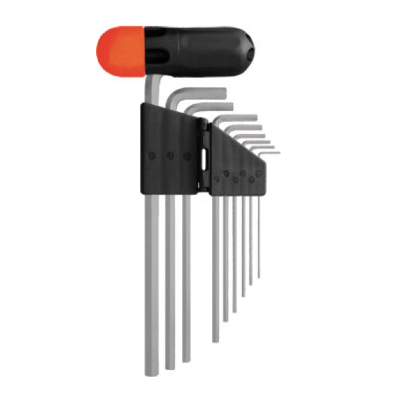 Ключи шестигранные Fit 64197 HEX длинные CrV 9 шт15-10 мм пластиковая Т-образная ручка 1367₽