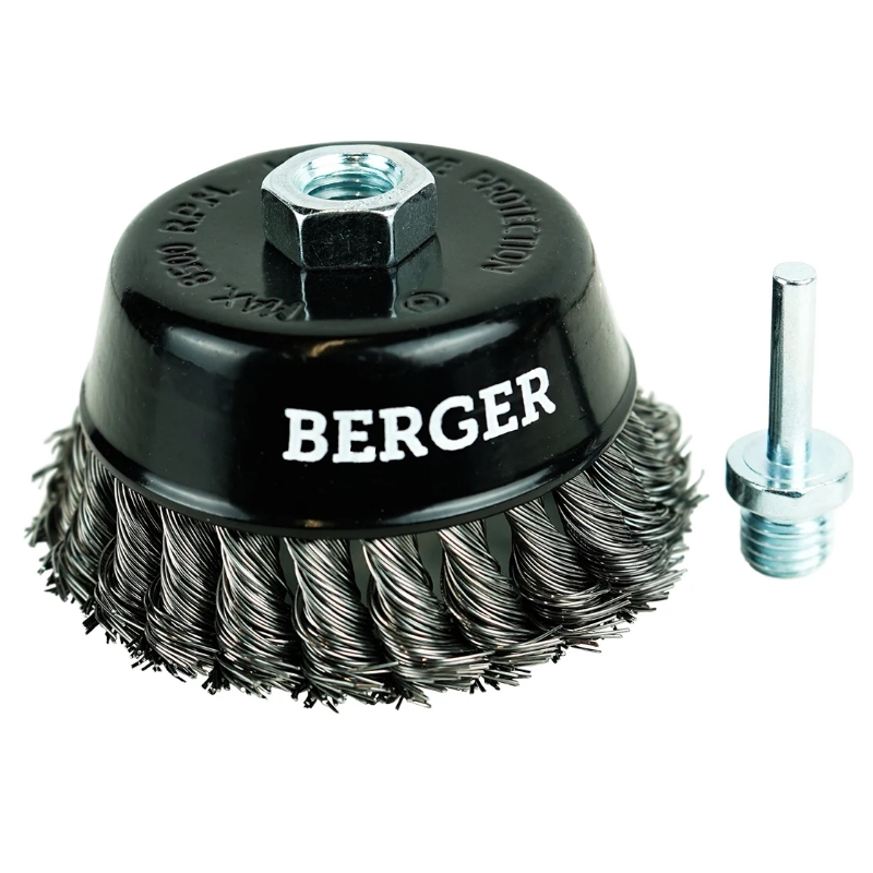 Кордщётка чашеобразная Berger BG1744 витая оцин сталь 05 мм д 100 мм гайка М14 6 мм 1004₽