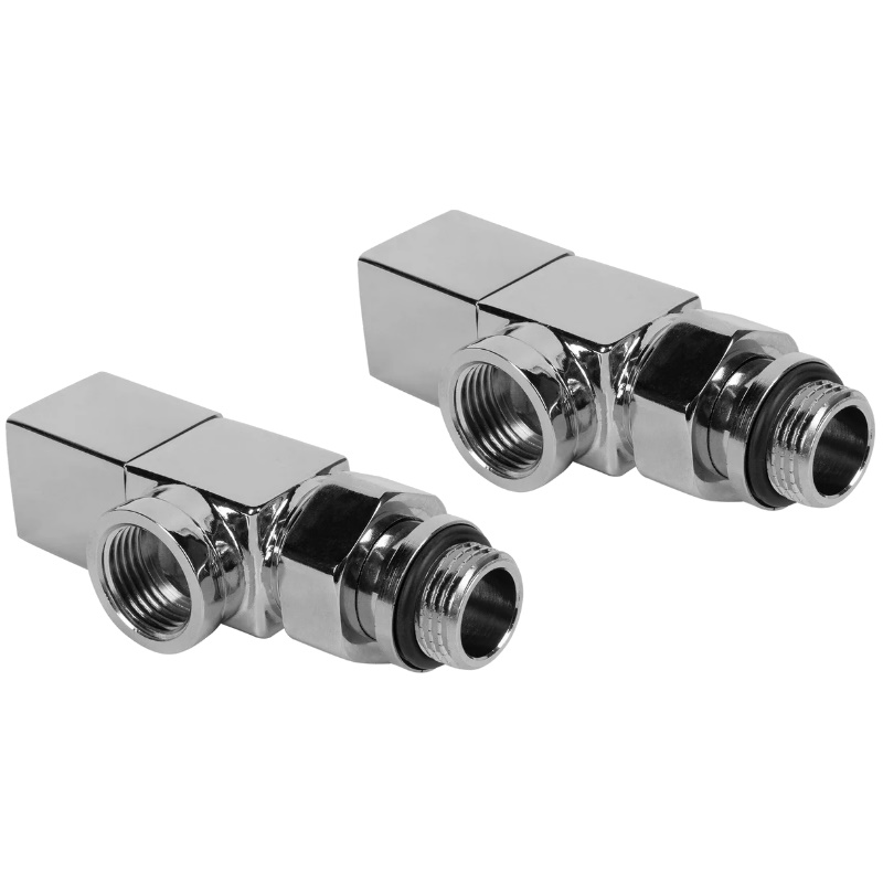 Набор дизайн-вентилей Royal Thermo CUBE, осевой, хром, 1/2" в Переславле