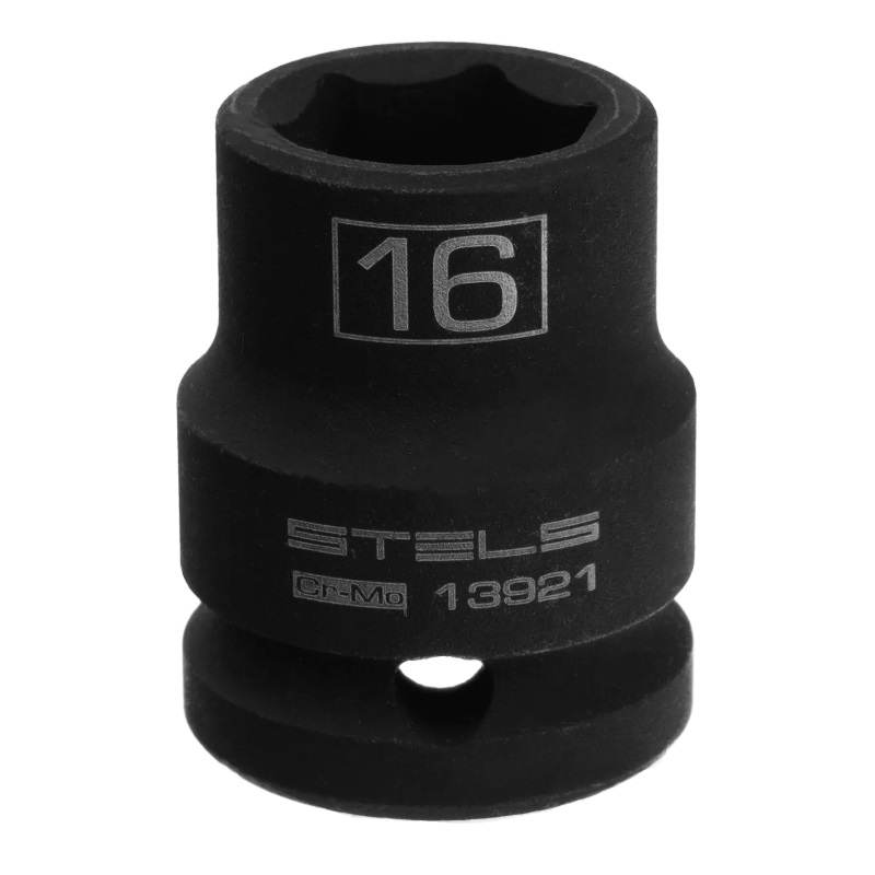 Головка ударная шестигранная Stels 13921, 16 мм, 1/2", CrMo в Угличе