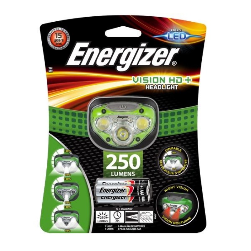 Фонарь налобный светодиодный Energizer HL Vision HD + 3xAAA 250 Лм
