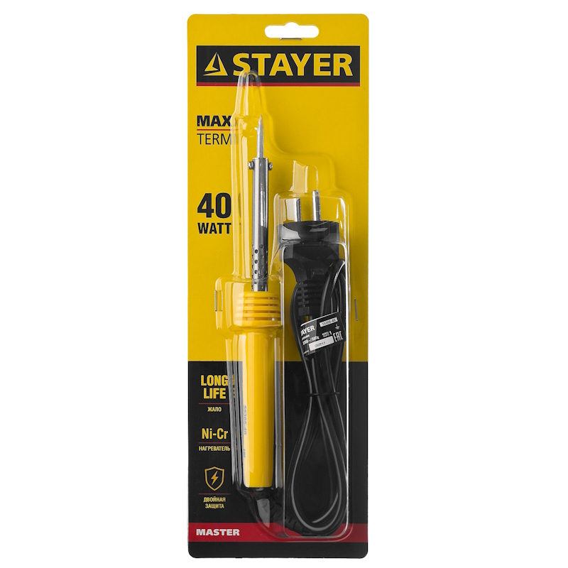 Паяльник Stayer "MASTER" 55305-40, с пластмассовой рукояткой и долговечным жалом, 40 Вт, конус в Кинешме