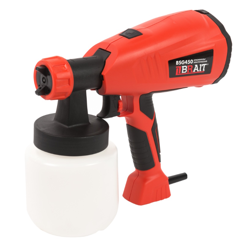 Краскопульт электрический Brait BSG-450 2101077069 450Вт бачок 800мл максимальная подача 800 млмин щетка 525217 2914₽