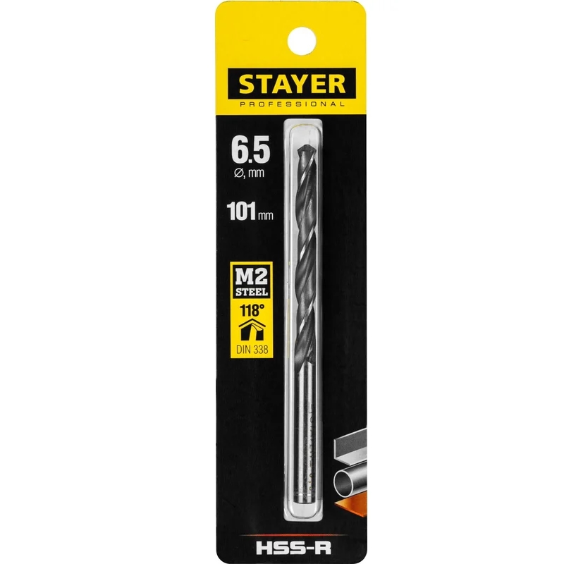 Сверло по металлу Stayer PROFI 29602-6.5, 6.5х101мм, HSS-R, быстрорежущая сталь М2 в Кинешме