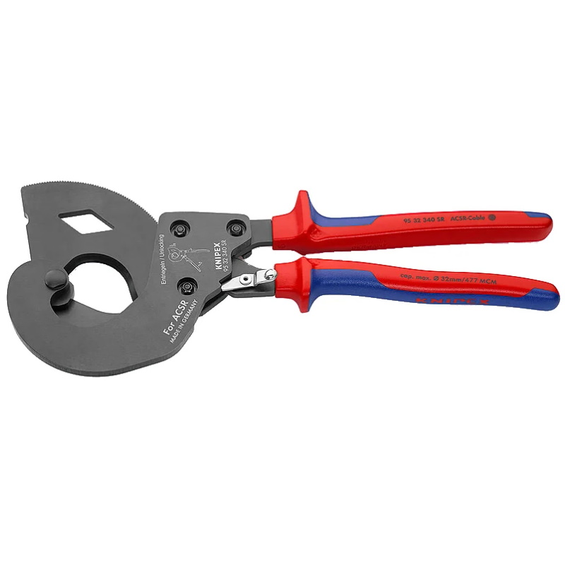 Кабелерез c трещоткой Knipex KN-9532340SR, для кабелей со стальной сердцевиной, ACSR Ø 32 мм (MCM 477, 1 1/4"), длина 34 в Угличе
