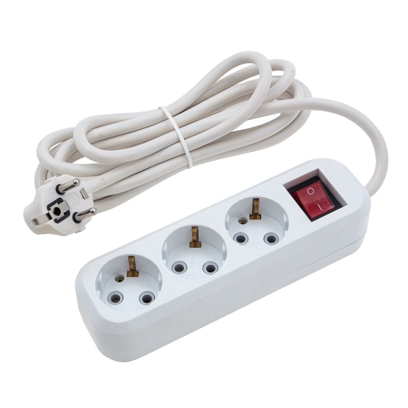 Удлинитель бытовой Сибртех 96081 тип УХз-10 с заземлением и выключателем 3 м 3 розетки 10A 455₽