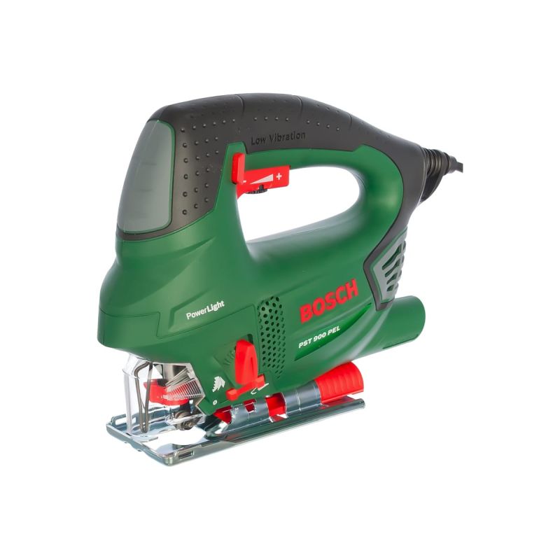Строительный сетевой лобзик Bosch PST 900 PEL (620 Вт, мах толщина металла 8 мм, вес инструмента 2,1 кг, подсветка)