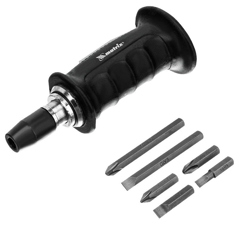Отвертка ударно-поворотная с битами Matrix 11561, 1/2", 7 предметов, PH + SL, CS, обрезиненная рукоятка в Александрове