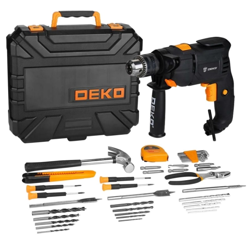 Дрель ударная сетевая Deko DKID600W 063-4158 в пластиковом кейсе набор инструментов 40 предметов 4296₽
