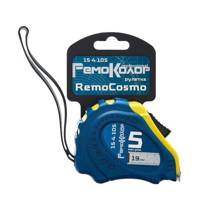 Рулетка РемоКолор professional "RemoCosmo" 15-4-105, магнитная, обрезиненный корпус из ABS-пластика, усиленная лента, автостоп, 5мх19 мм в Иваново