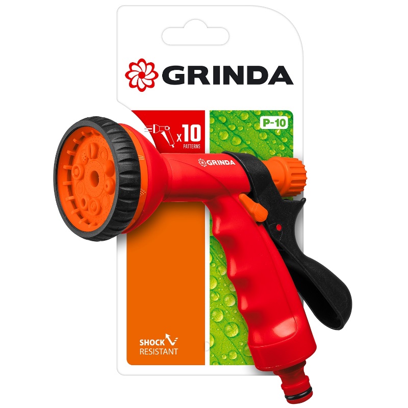 Поливочный пистолет Grinda P-10 8-427373_z01, 10 режимов, курок сзади, пластиковый в Костроме
