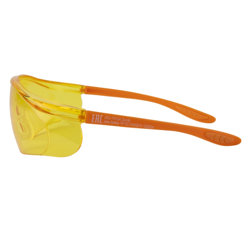 Открытые очки с панорамным обзором Jeta Safety JSG-7912A, мягкий носовой упор, защитное покрытие, янтарные линзы в Кинешме