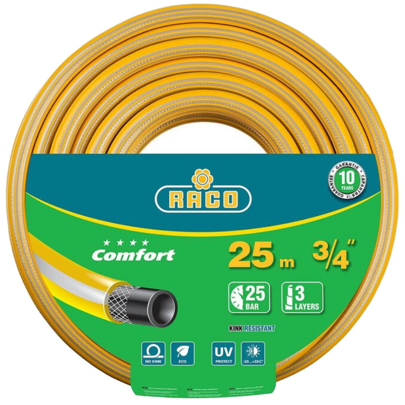 Шланг поливочный Raco COMFORT 40303-34-25 34 25 м 25 атм трёхслойный армированный 3358₽
