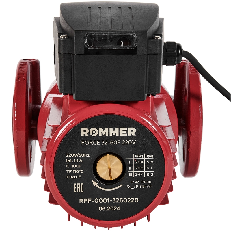 Насос циркуляционный Rommer RPF-0001-3260220, FORCE, фланцевый, трехскоростной, 32-60F, 220V в Иваново