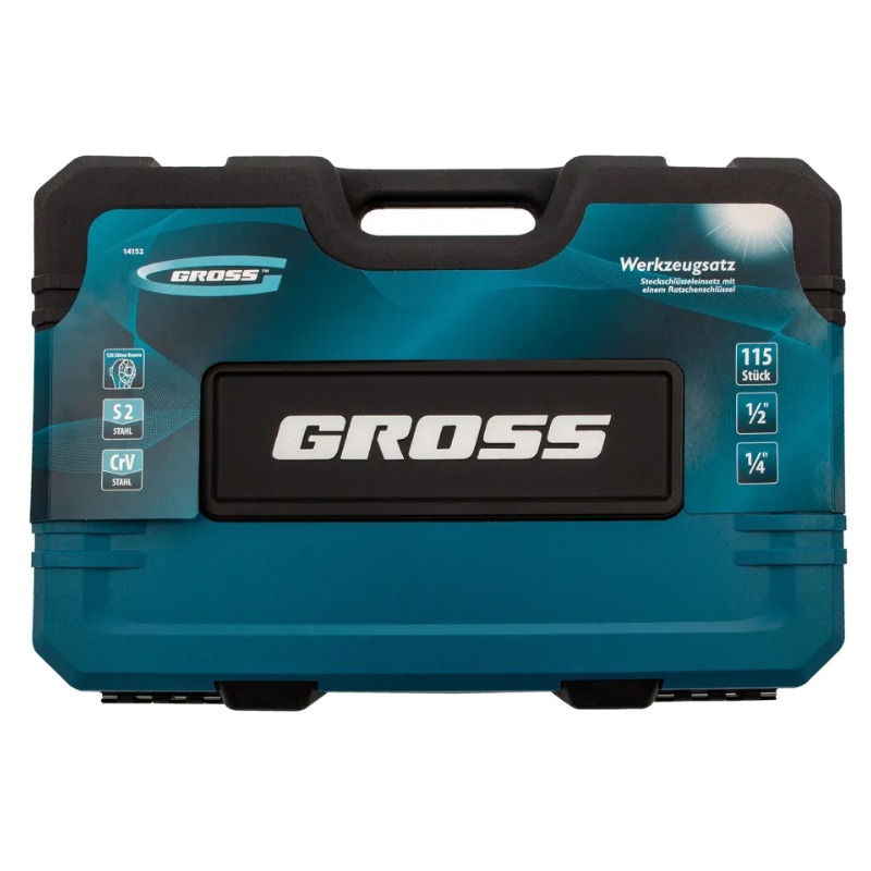 Набор инструментов Gross 14152 (115 предметов, 120 зубьев, CrV, 1/4", 1/2")