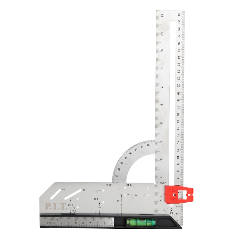 Угольник разметочный P.I.T. HSQR03-0300, с магнитным уровнем