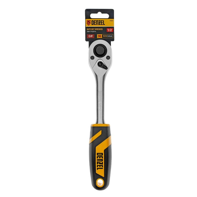 Ключ-трещотка Denzel 14033, 1/2", 90 зубьев, с быстрым сбросом, CrV в Иваново