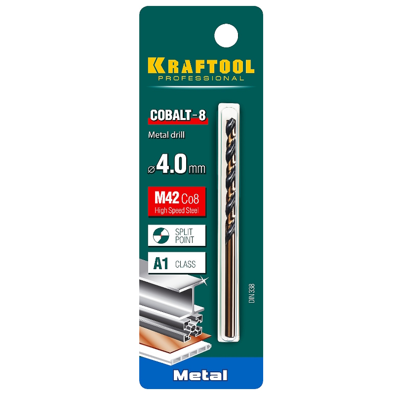Сверло по металлу Kraftool COBALT 29656-4, 4.0х75мм, HSS-Co(8%) сталь М42 в Угличе