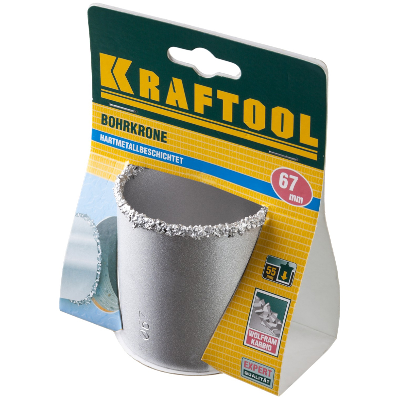 Коронка Kraftool 33401-67_z01 кольцевая с напылением из карбида вольфрама, 67мм  в Рыбинске