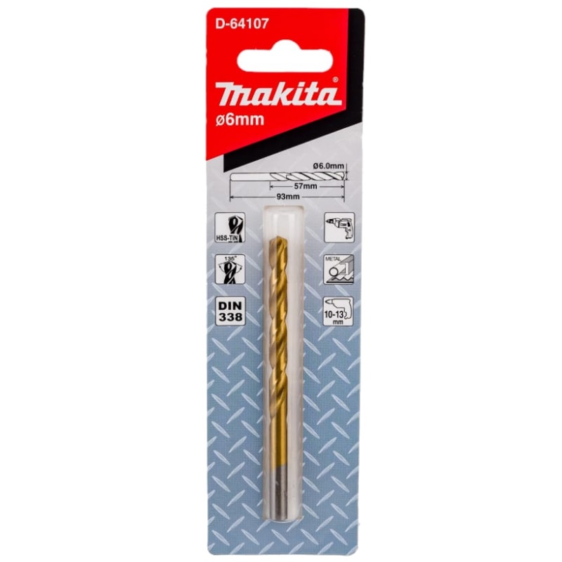 Сверло по металлу HSS-TiN Makita Economy D-64107, 6х57x93 мм, 1 шт. в Туле