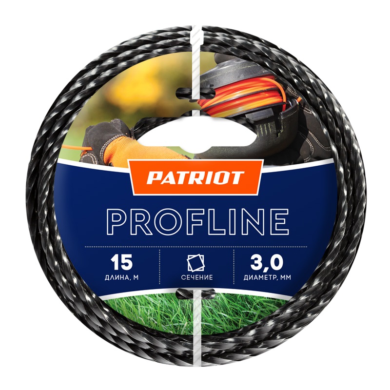Леска для триммеров Patriot Profline 300-15-5 805402211, витой квадрат, 3 мм, 15 м в Угличе