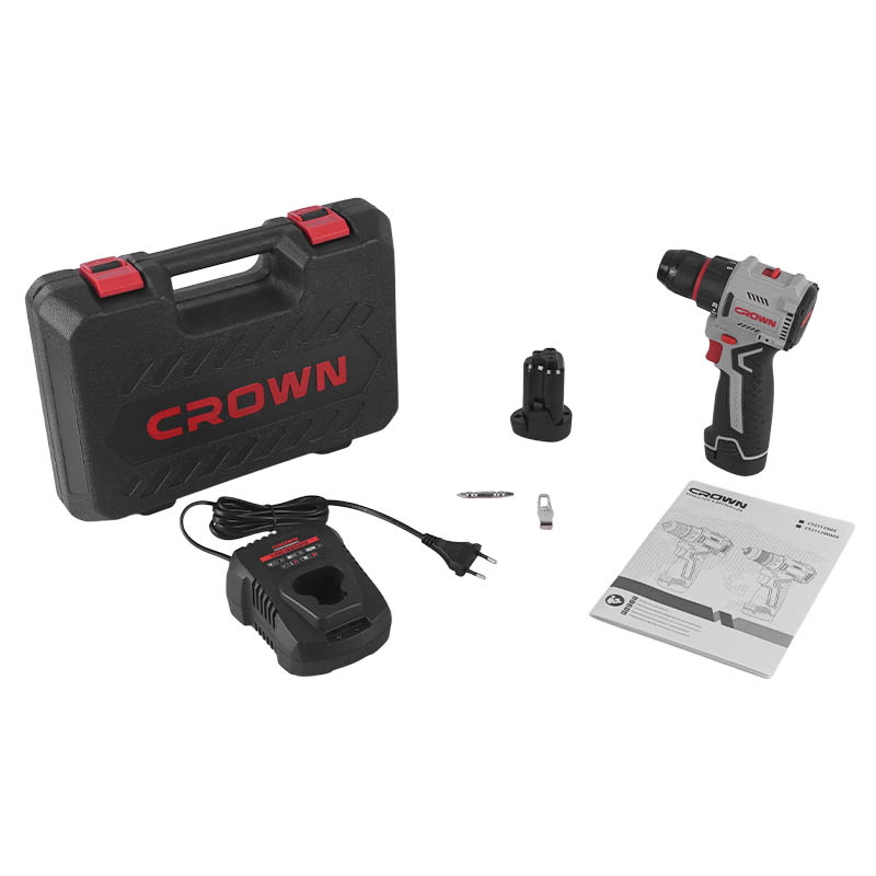 Аккумуляторная дрель-шуруповерт Crown CT21129HMX-2 BMC, 12В, 2*2,0Ач, кейс