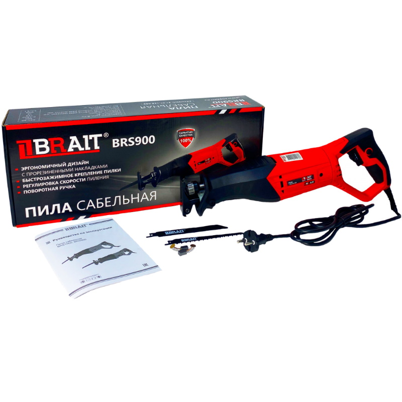 Пила сабельная Brait BRS900 21.01.158.069, 900 Вт, 220 В, 2800 уд/мин, поворотная ручка в Коврове