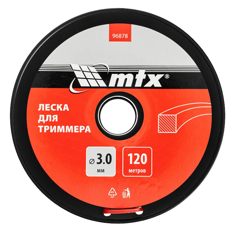 Леска для триммера MTX 96878, квадрат, 3,0 мм х 120 м, на катушке в Иваново