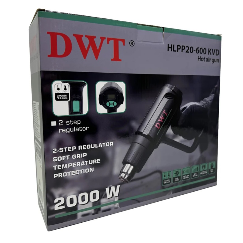Фен технический DWT HLPP20-600 KVD, 2 режима, 60/60-600°C, 300-500/300-500 л/мин в Коврове