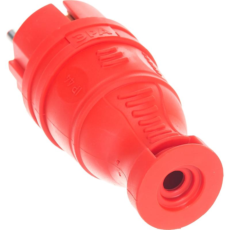 Вилка прямая Эра V8-RED-IP44 (каучуковая, с заземлением, прямая, 16 A, IP44, красная) Б0044547 в Кинешме