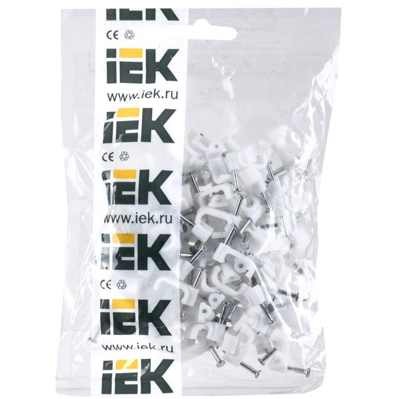Скоба IEK USK21-12-100, 12мм, плоская, пластиковая (100шт) в Угличе