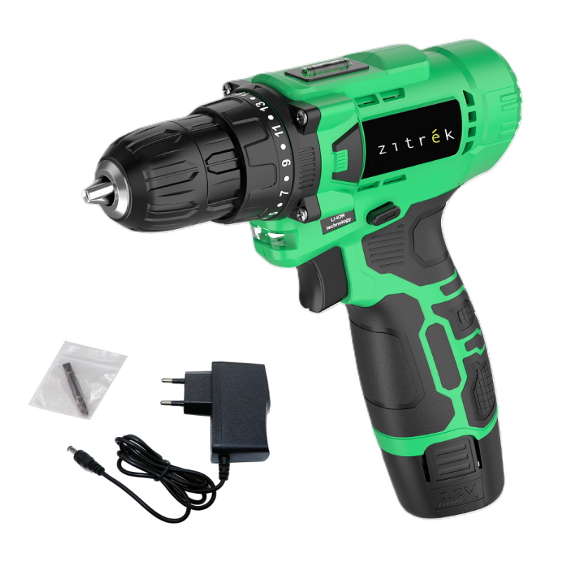 Дрель-шуруповерт аккумуляторная Zitrek Green Li Plus 083-1021, 12В, 1x1.5Ач в Туле