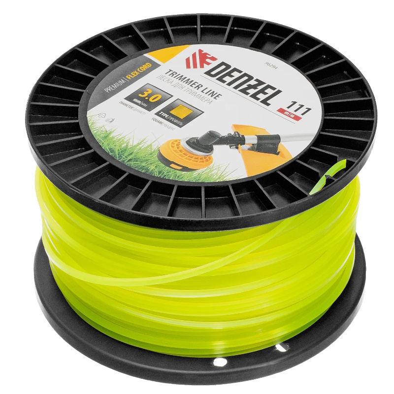 Леска для триммера Denzel FLEX CORD 96294, квадрат, 3,0мм х 111м, на DIN катушке в Туле
