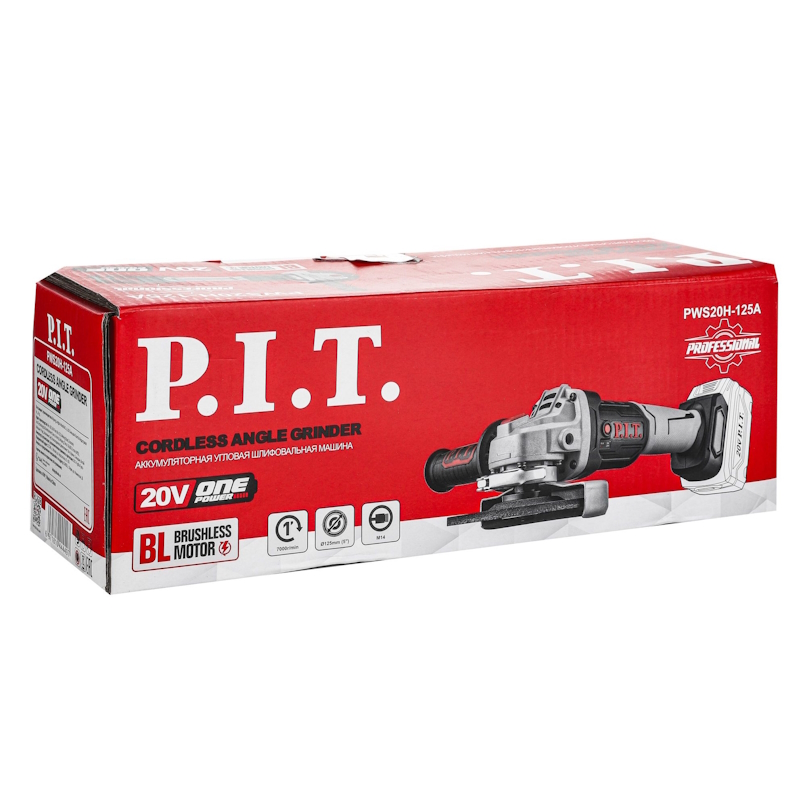 Угловая шлифмашина (болгарка) аккумуляторная P.I.T. PWS20H-125A SOLO, 125 мм, 20 В, без АКБ и ЗУ в Коврове