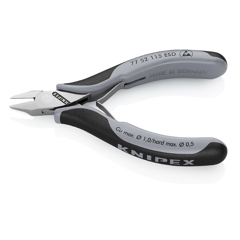 Бокорезы для электроники Knipex KN-7752115ESD, ESD, острая плоская головка, 115 мм, 2-комп антистатические ручки в Александрове
