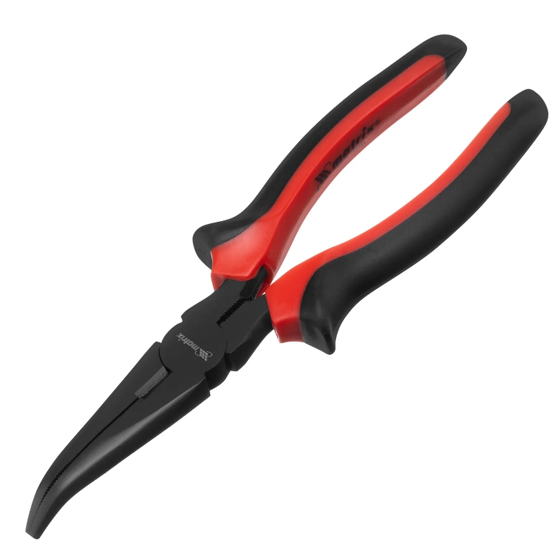 Длинногубцы Matrix Black Nickel 17462, 200 мм, изогнутые, двухкомпонентные рукоятки